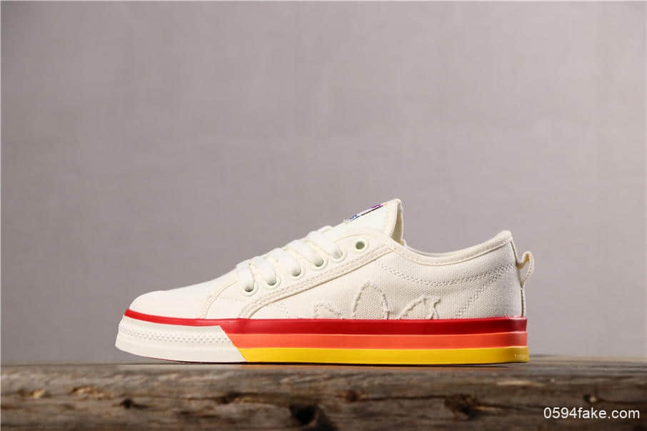 阿迪达斯Adidas PRIDE NIZZA公司级版本彩虹鸳鸯鞋帆布鞋经典校园板鞋男女情侣鞋 货号:EF2319