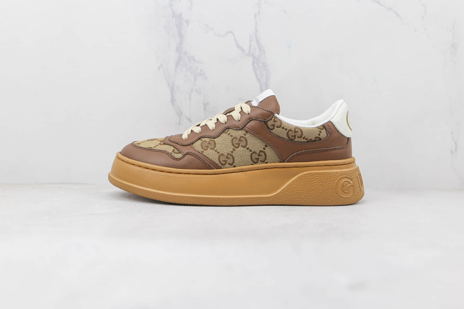 古驰Gucci Screener GG High-Top Sneaker莞产纯原版本双G复古休闲板鞋原楦头纸板打造 (ID:81058) - 图片1