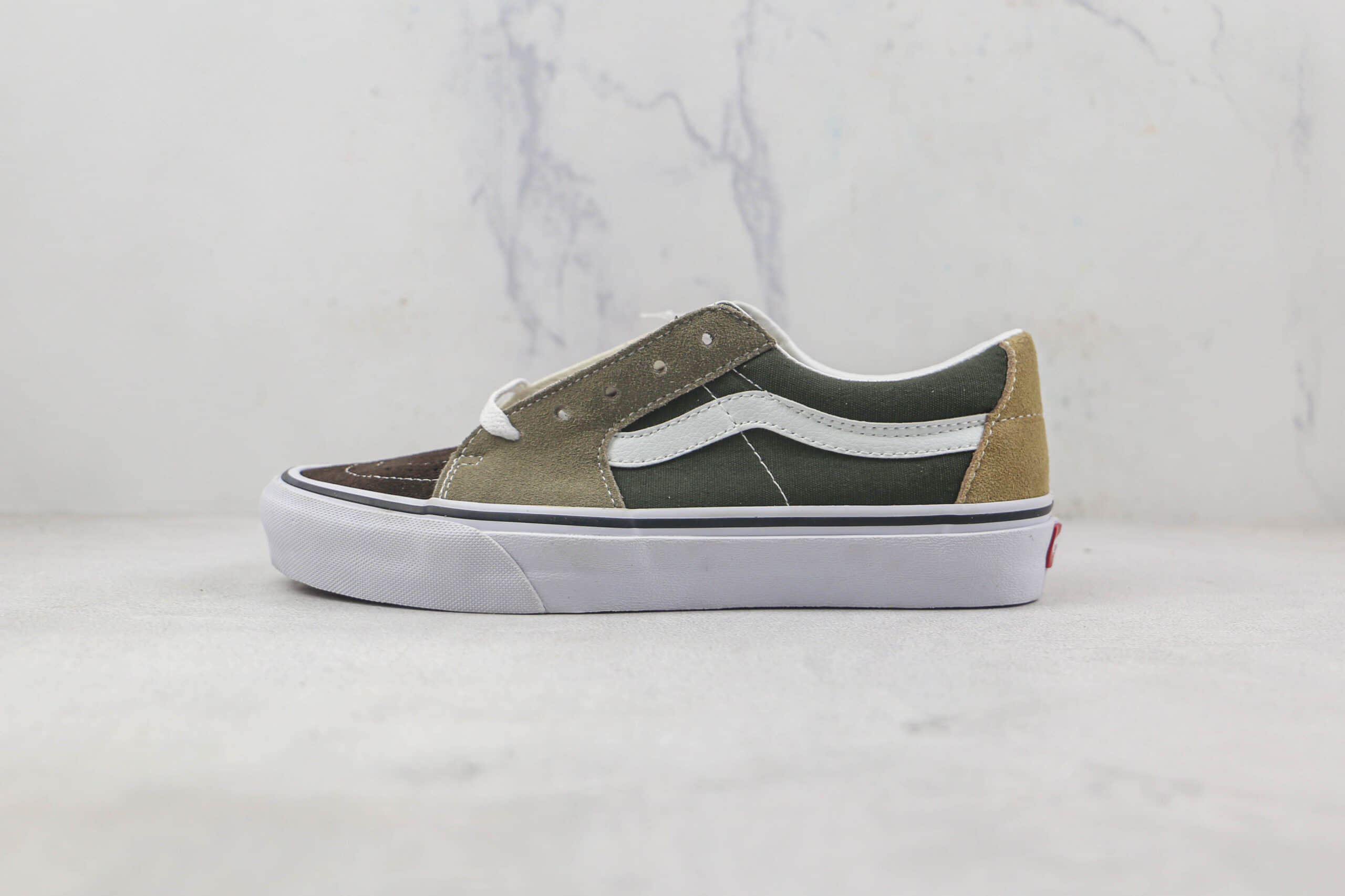 万斯Vans Sk8-Low余文乐同款棕绿拼接硫化帆布鞋原楦头纸板打造原盒原标 (ID:87639) - 图片1