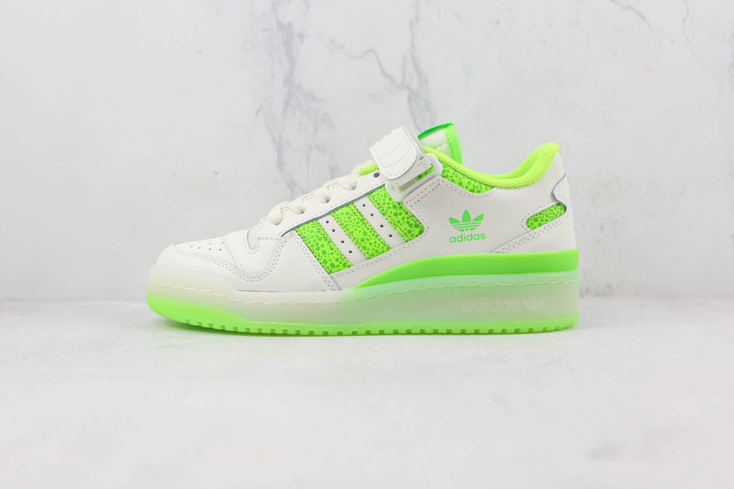 阿迪达斯Adidas originals Forum 84 low莆田纯原复刻版本Forum84魔术贴白绿色复古板鞋原楦头纸板打造 货号:FY8018