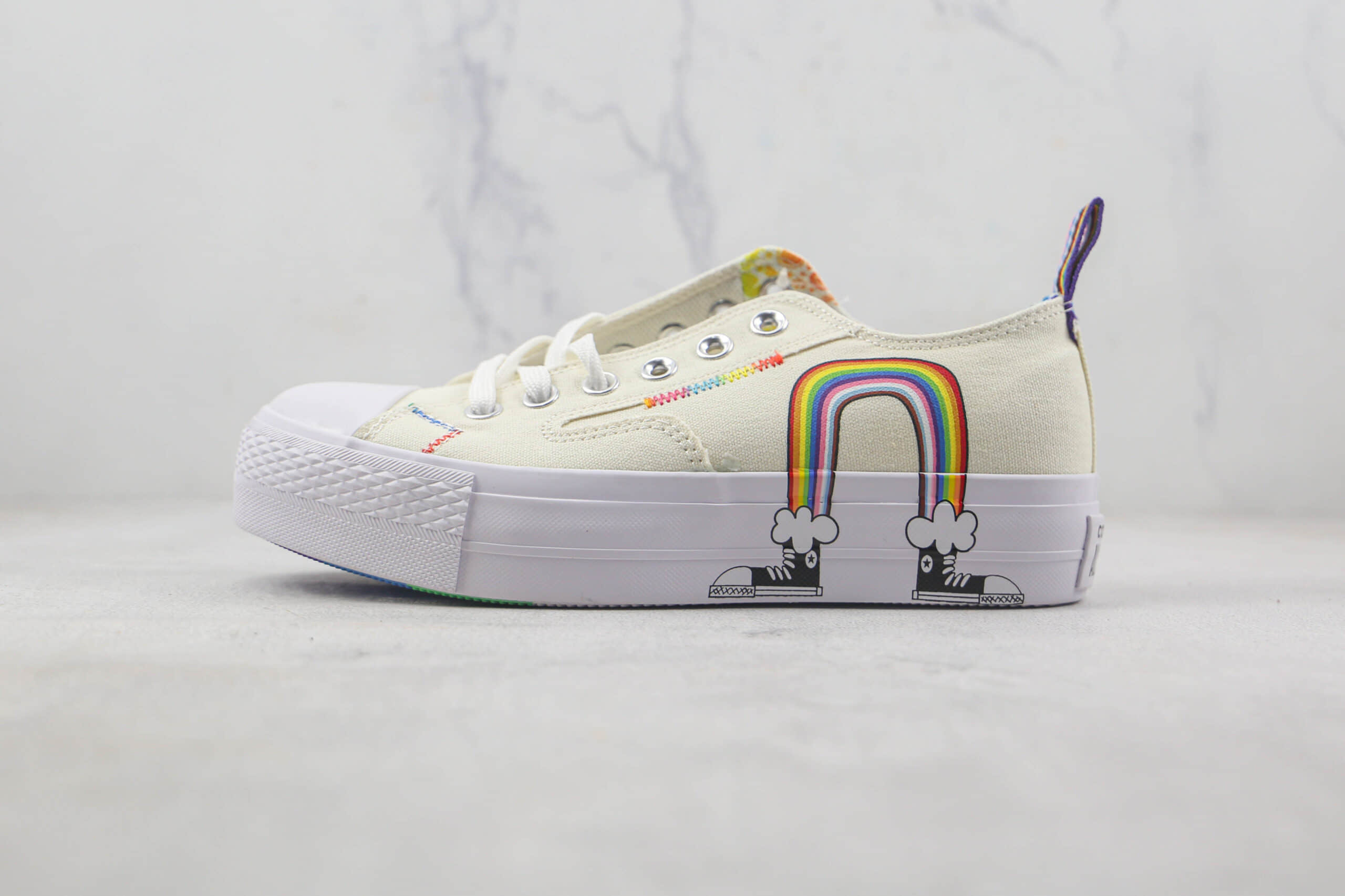 匡威Converse Pride莆田纯原复刻版本低帮彩虹厚底硫化帆布鞋原楦头纸板打造 (ID:88107) - 图片1