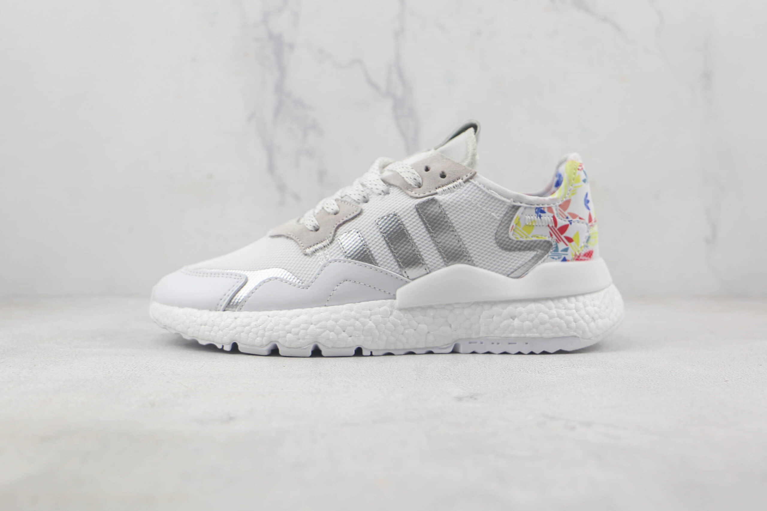 阿迪达斯Adidas Nite Jogger 2021 Boost莆田纯原复刻版本三叶草夜行者一代白银色爆米花跑鞋原楦头纸板打造 (ID:88165) - 图片1