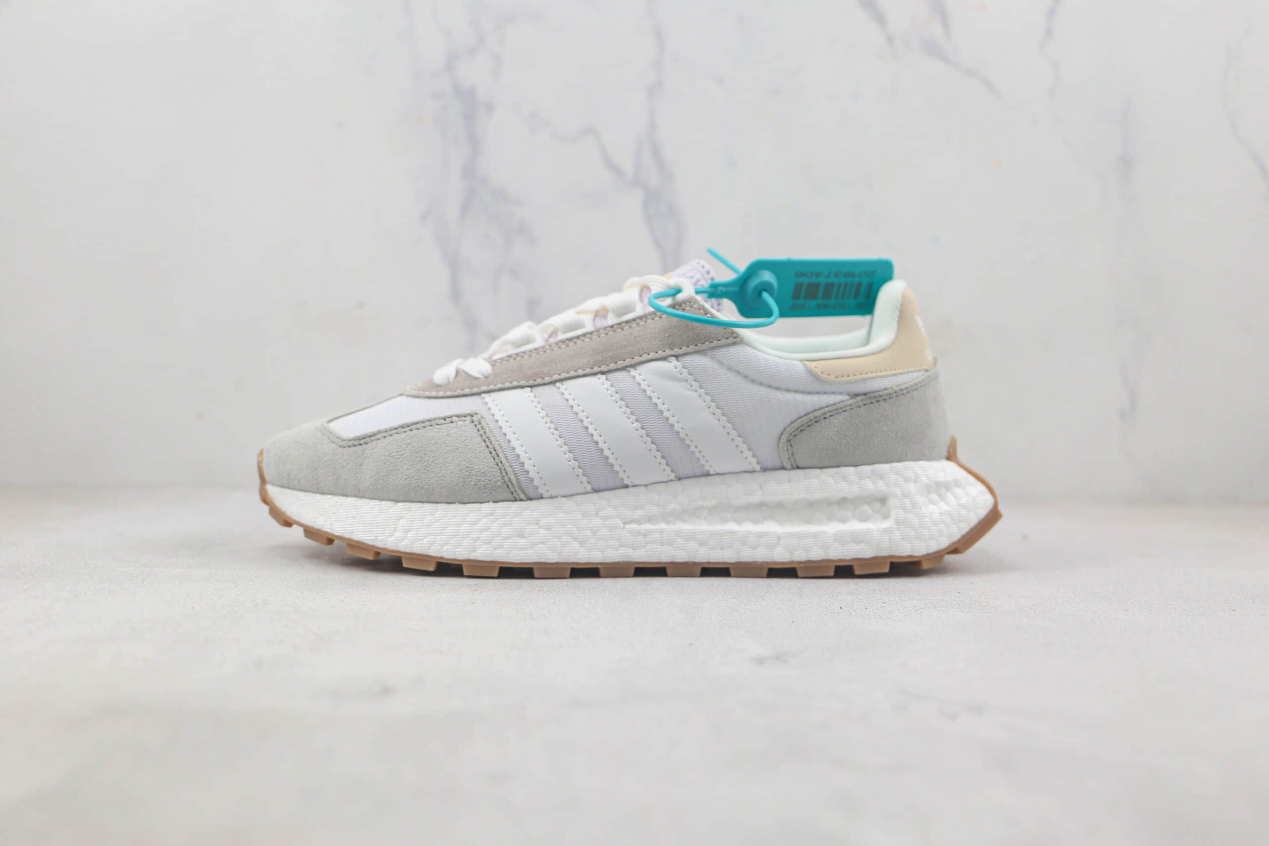 阿迪达斯Adidas RETROPY E5莆田纯原复刻版本三叶草E5厚底灰白色爆米花跑鞋原楦头纸板打造 (ID:88293) - 图片1