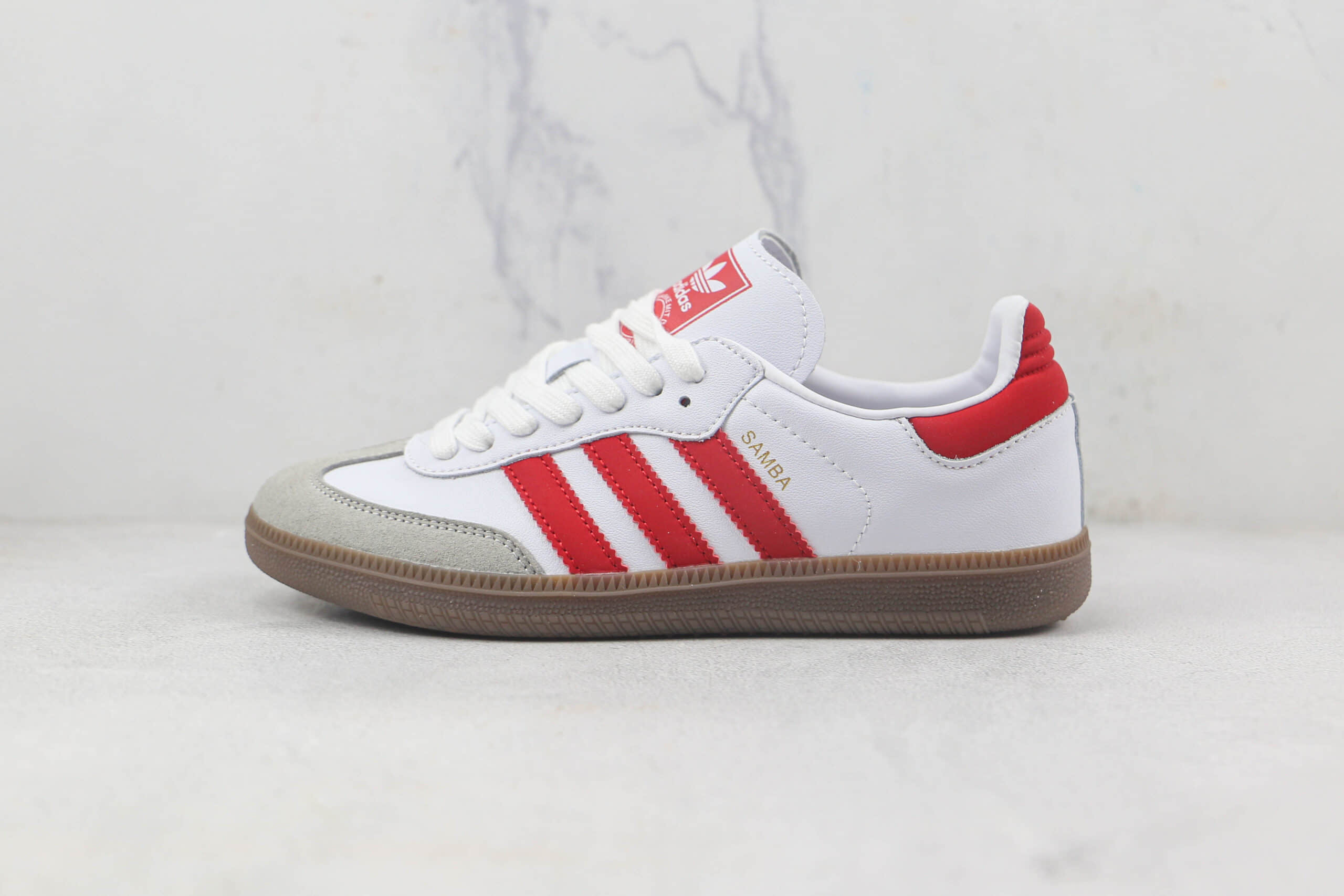 阿迪达斯Adidas Samba OG莆田纯原复刻桑巴系列白红色校园板鞋原楦头纸板打造 (ID:88598) - 图片1