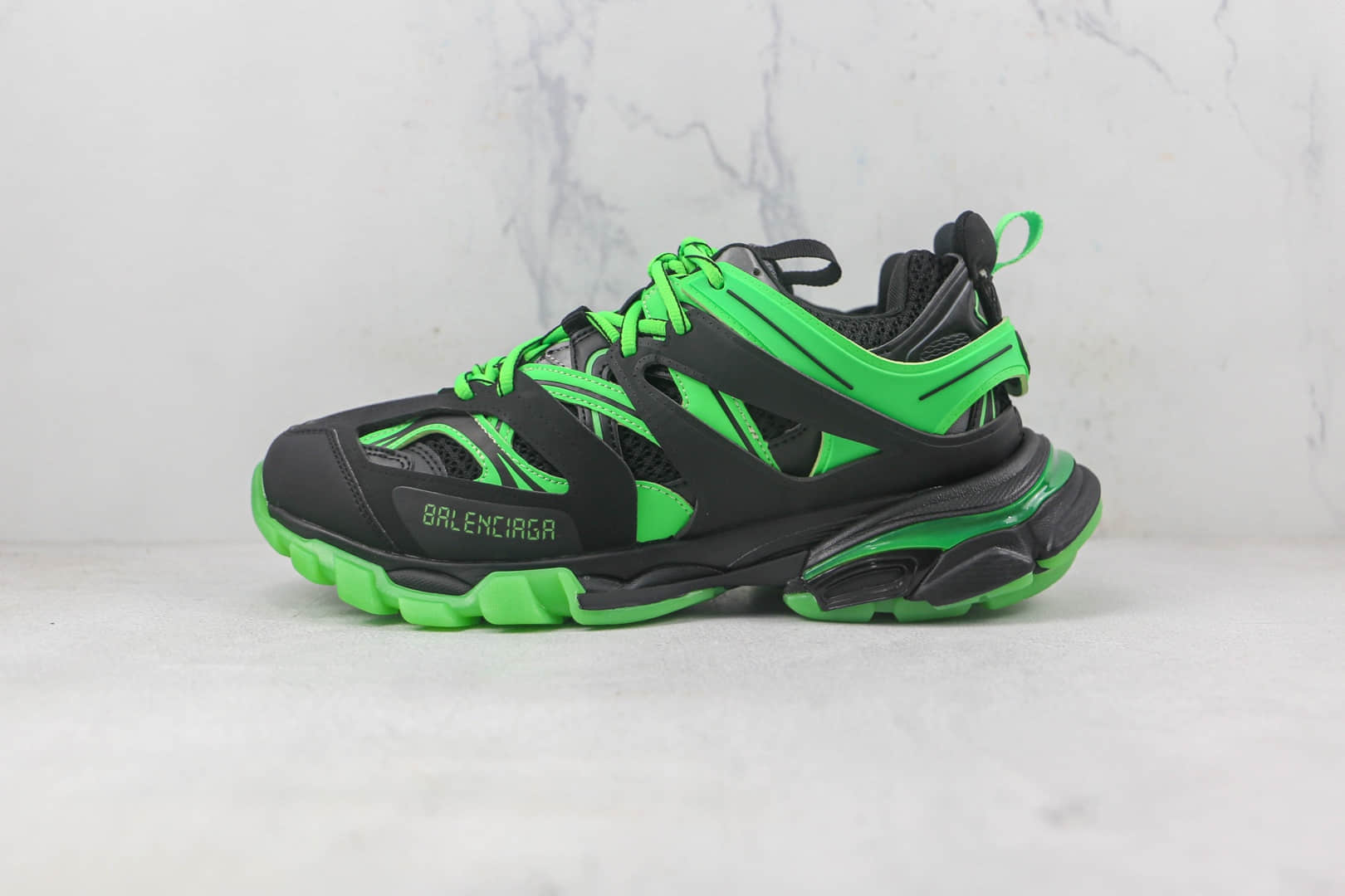 巴黎世家Balenciaga Track Mule Clear Sole Sneakers 3.0莆田天花板纯原复刻版本三代复古老爹鞋黑绿色原装大盒 (ID:88622) - 图片1