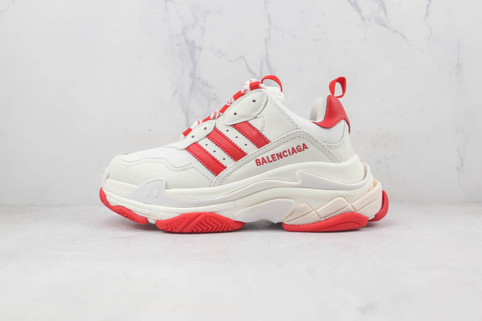 巴黎世家Balenciaga Triple S莞产顶级纯原版本初代1.0白红色老爹鞋原鞋开模一比一打造 (ID:88798) - 图片1