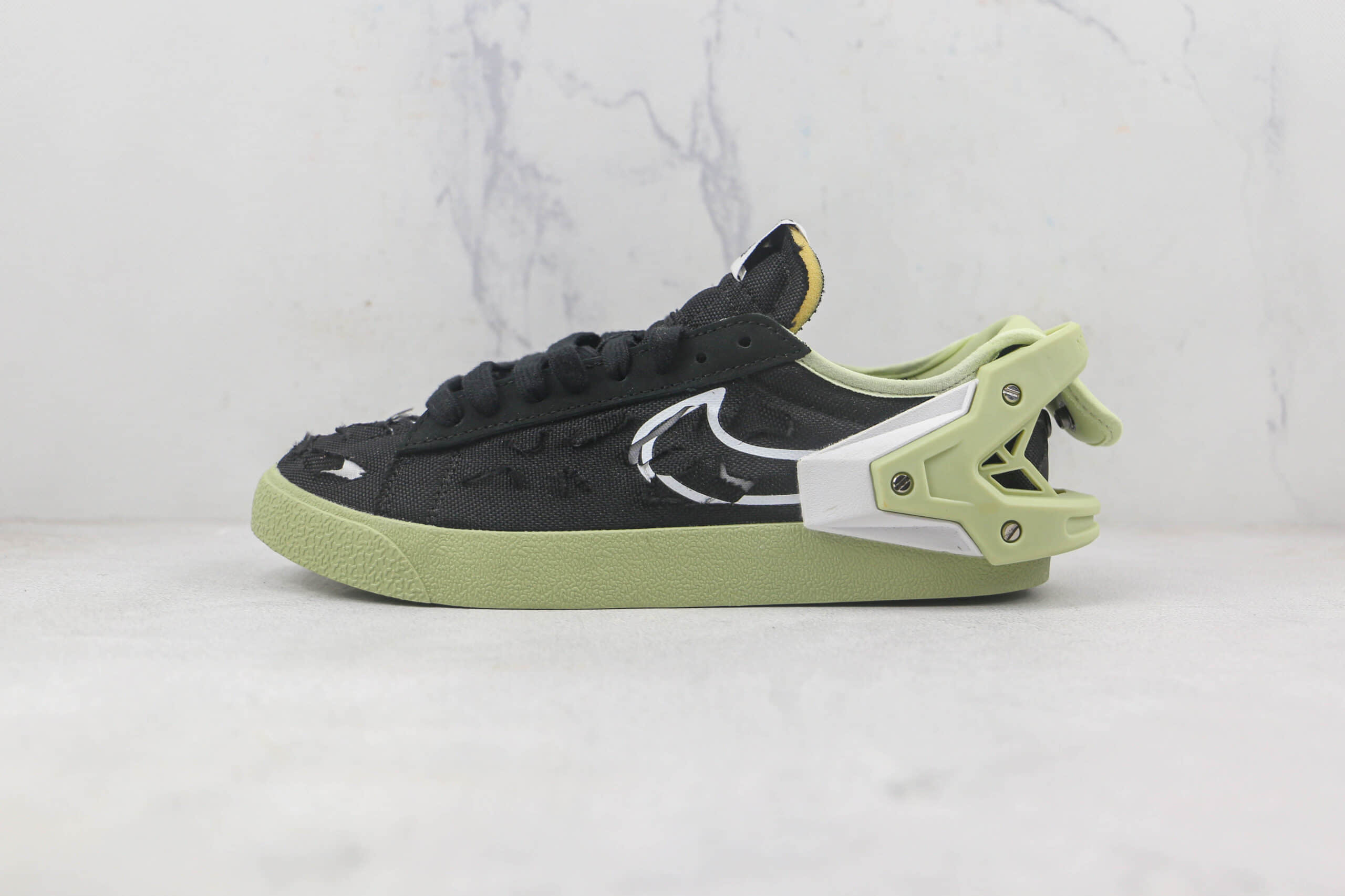 耐克Nike Blazer Low Black x Acronym联名款莆田纯原复刻版本低帮开拓者机能风黑绿色板鞋原盒原标 (ID:88895) - 图片1