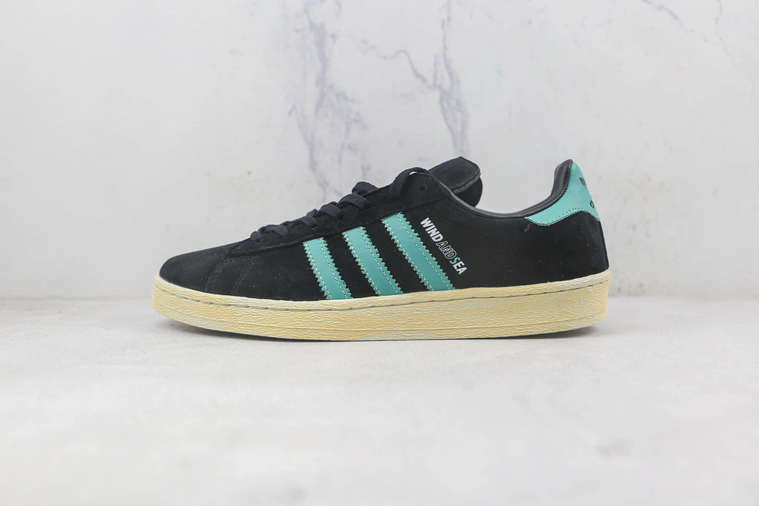 阿迪达斯adidas originals Campus 80s x Atmos x Wind and Sea三方联名款莆田纯原复刻版本黑蓝色复古板鞋原盒原标 (ID:88983) - 图片1