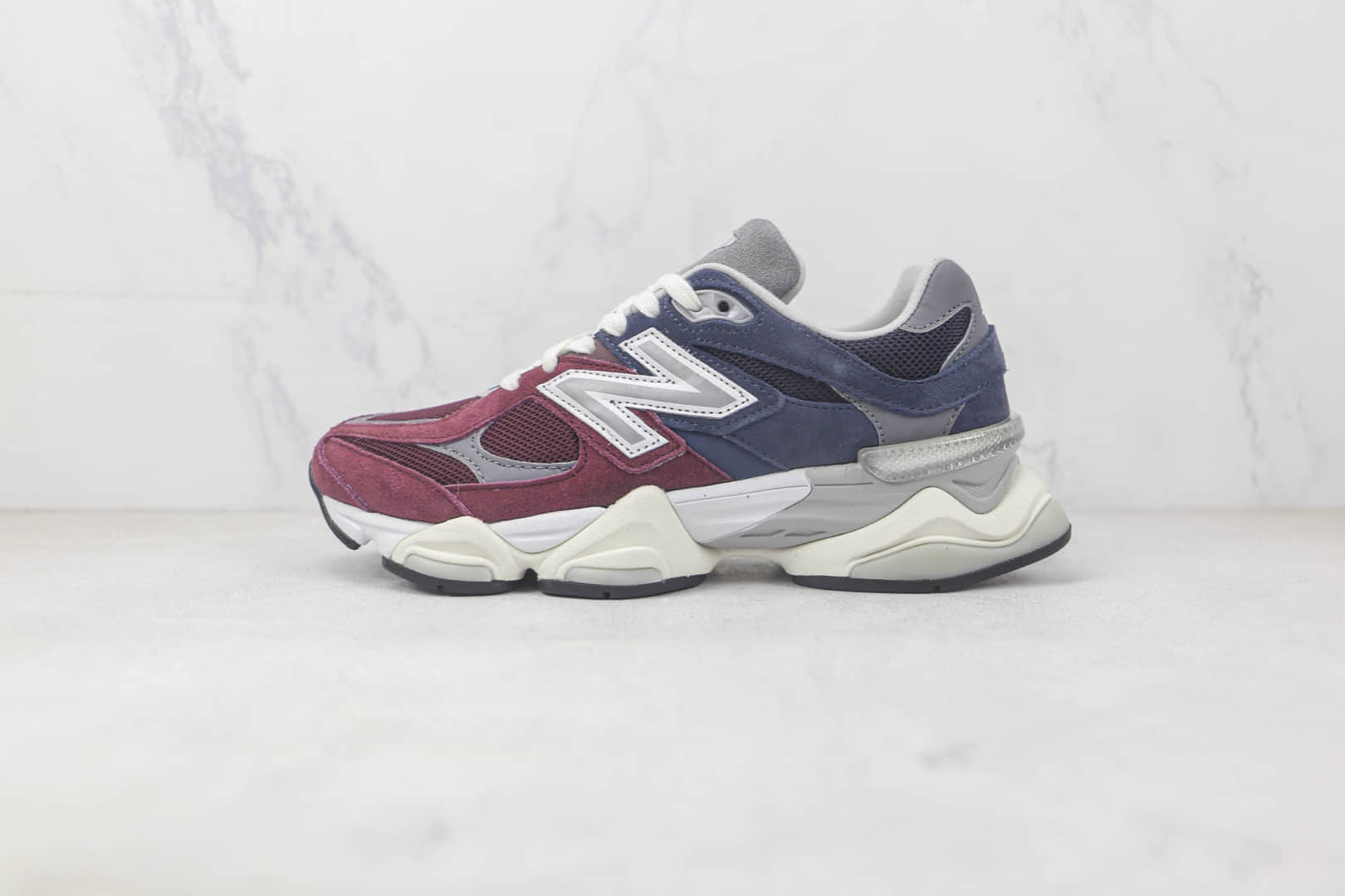 新百伦New Balance 9060 Wine Red Navy Grey纯原版本复古NB9060酒红海军蓝灰色老爹鞋 NB9060复古老爹鞋 (ID:90025) - 图片1