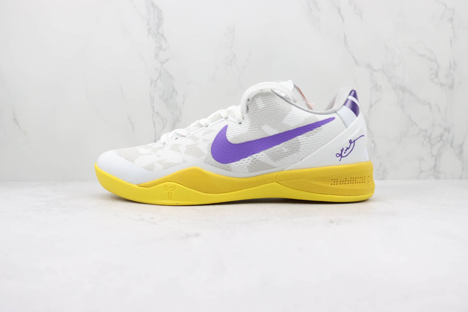 耐克NIKE Kobe 8 Low科比8代白黄紫色实战篮球鞋 莆田天花板科比球鞋 (ID:93629) - 图片1