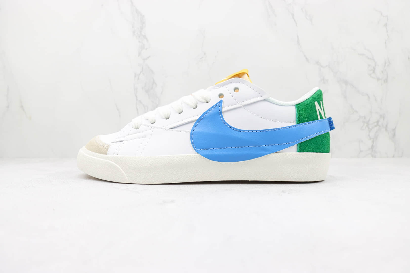 耐克Nike Blazer Low 77 Jumbo纯原版本低帮开拓者白绿蓝勾板鞋 耐克开拓者校园板鞋 (ID:93761) - 图片1