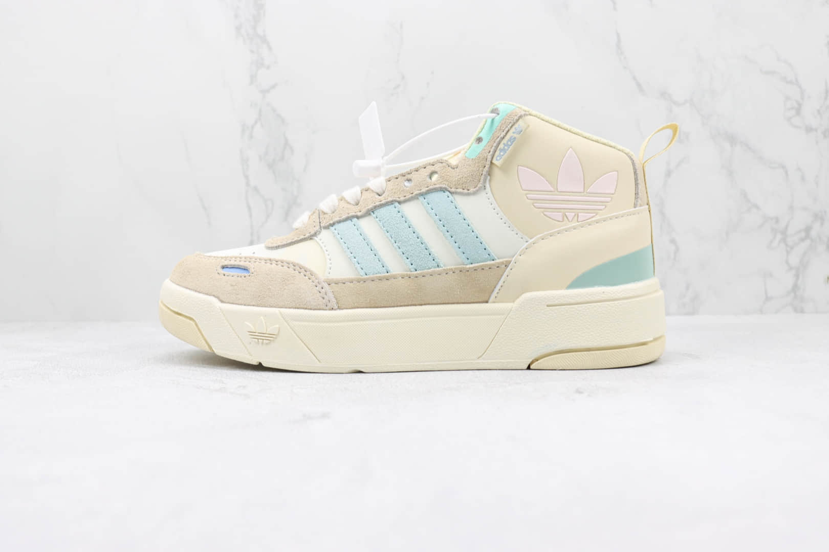 阿迪达斯Adidas Originals Post UP纯原版本三叶草中帮薄荷蓝翻毛皮板鞋 莆田阿迪达斯板鞋货源 (ID:94161) - 图片1