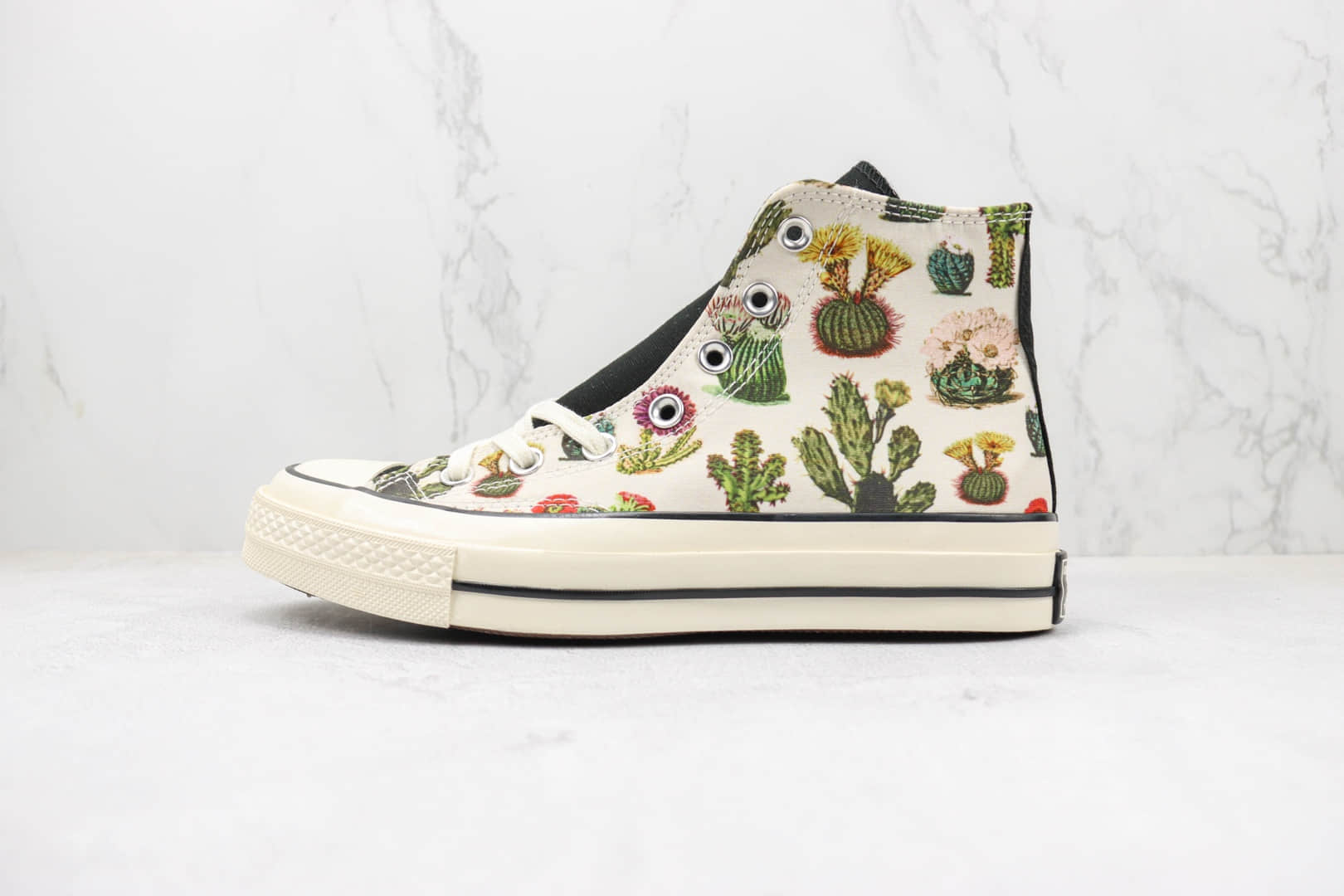 匡威Converse 1970s公司级版本高帮仙人掌印花元素蓝底硫化板鞋 天花板匡威帆布鞋 货号:A00653C