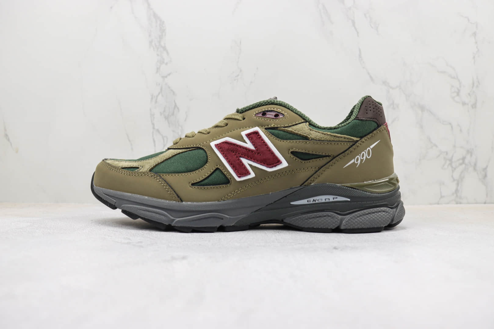新百伦New Balance 990V3纯原版本美产NB990V3军绿色复古老爹鞋 莆田天花板NB老爹鞋 货号:M990GP3