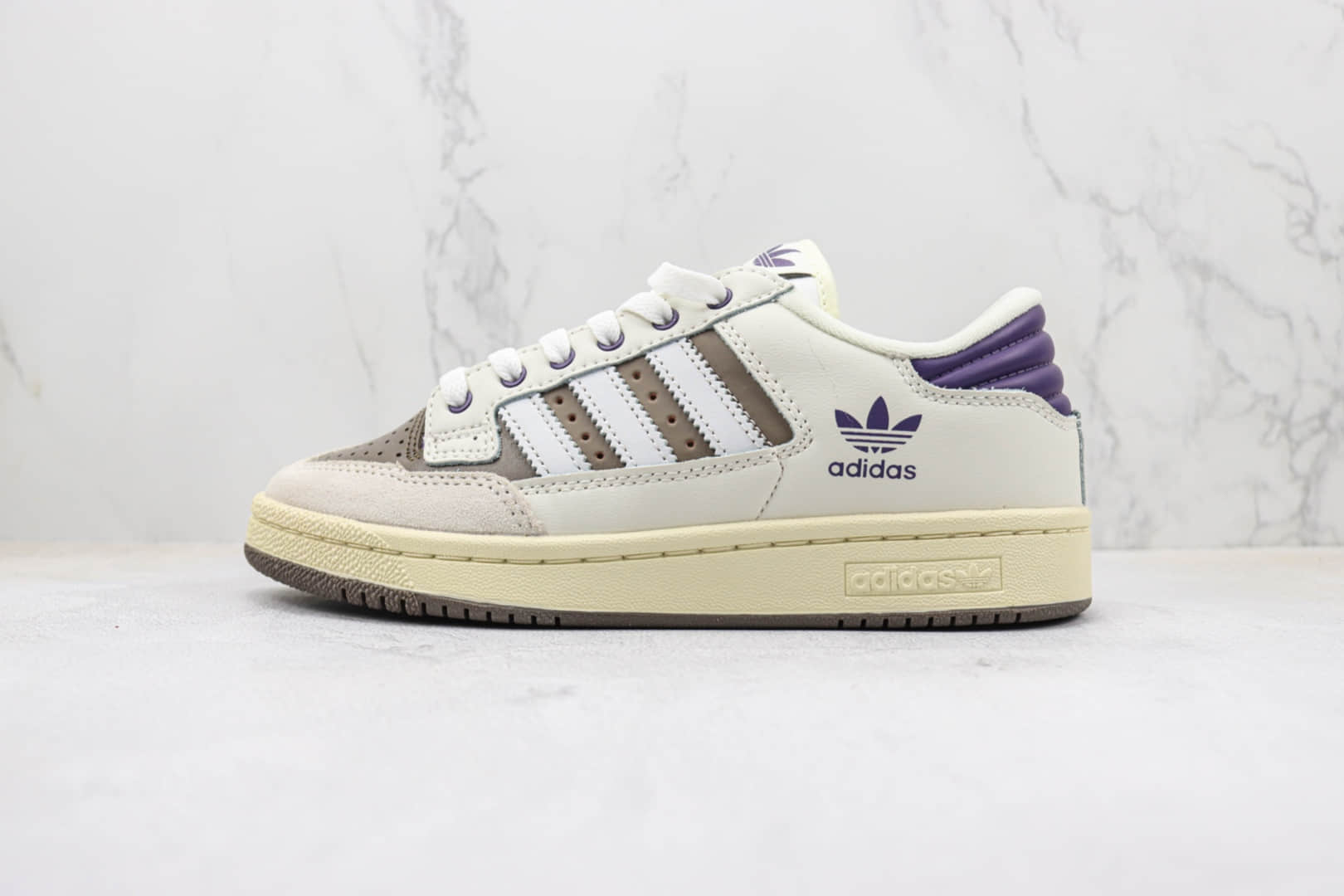 阿迪达斯adidas Centennial 85 Low纯原版本白棕紫色复古板鞋 莆田阿迪达斯货源 (ID:95700) - 图片1