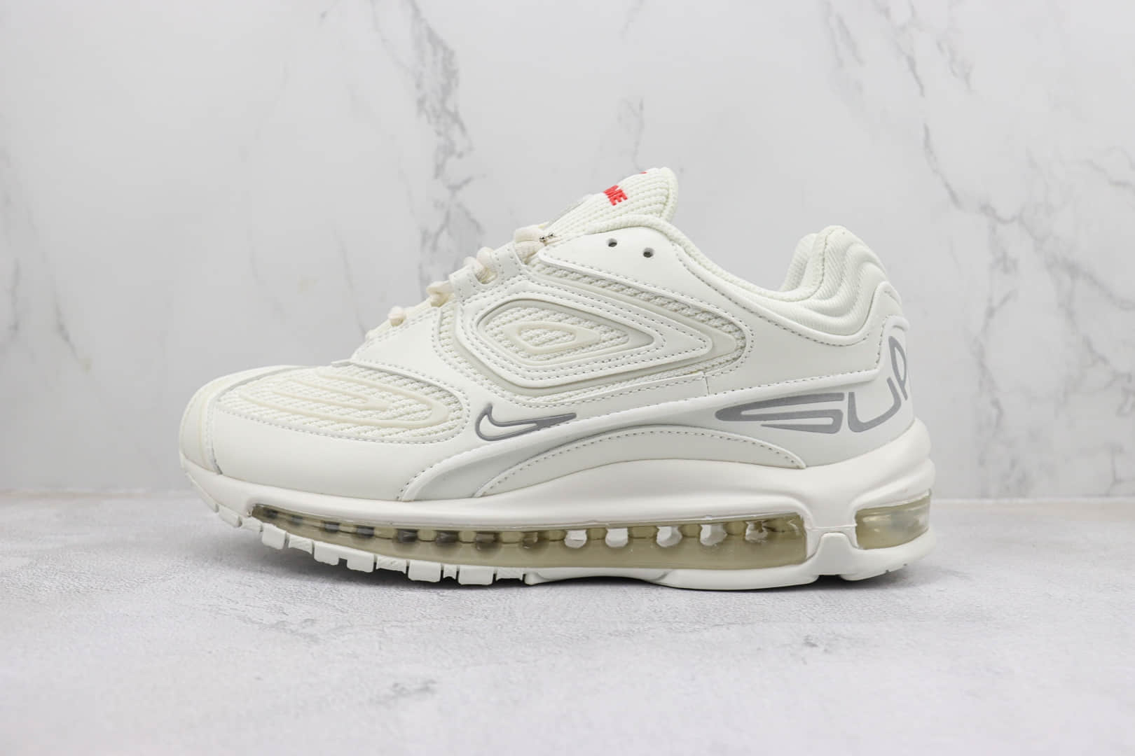 耐克Supreme x Nike Air Max 98 TL纯原版本Supreme联名Max98白色全掌气垫跑鞋 莆田耐克工厂 货号:DR1033-100