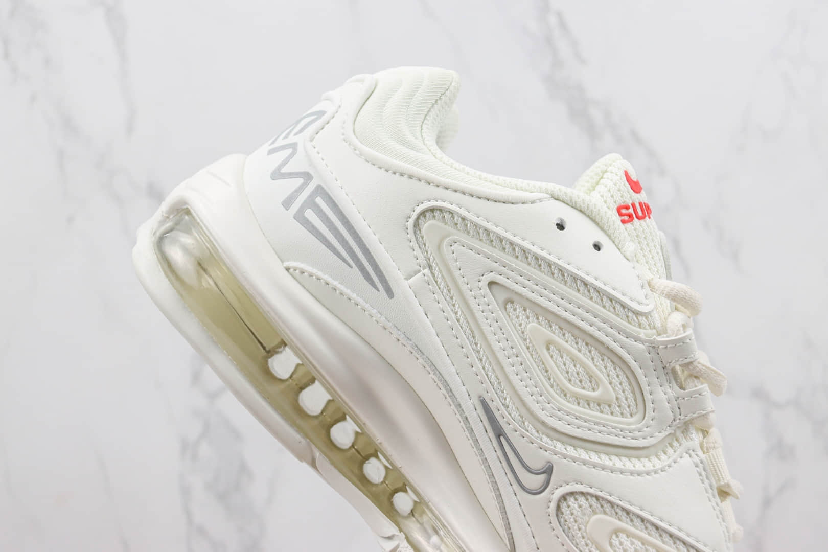 耐克Supreme x Nike Air Max 98 TL纯原版本Supreme联名Max98白色全掌气垫跑鞋 莆田耐克工厂 货号:DR1033-100
