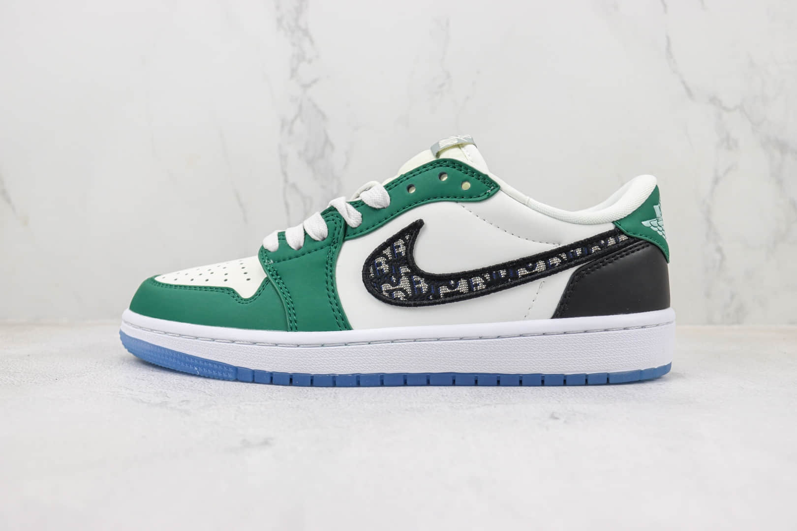 乔丹Dior x Air Jordan 1 Low纯原版本迪奥联名低帮AJ1黑白绿板鞋 莆田天花板AJ1 (ID:99586) - 图片1