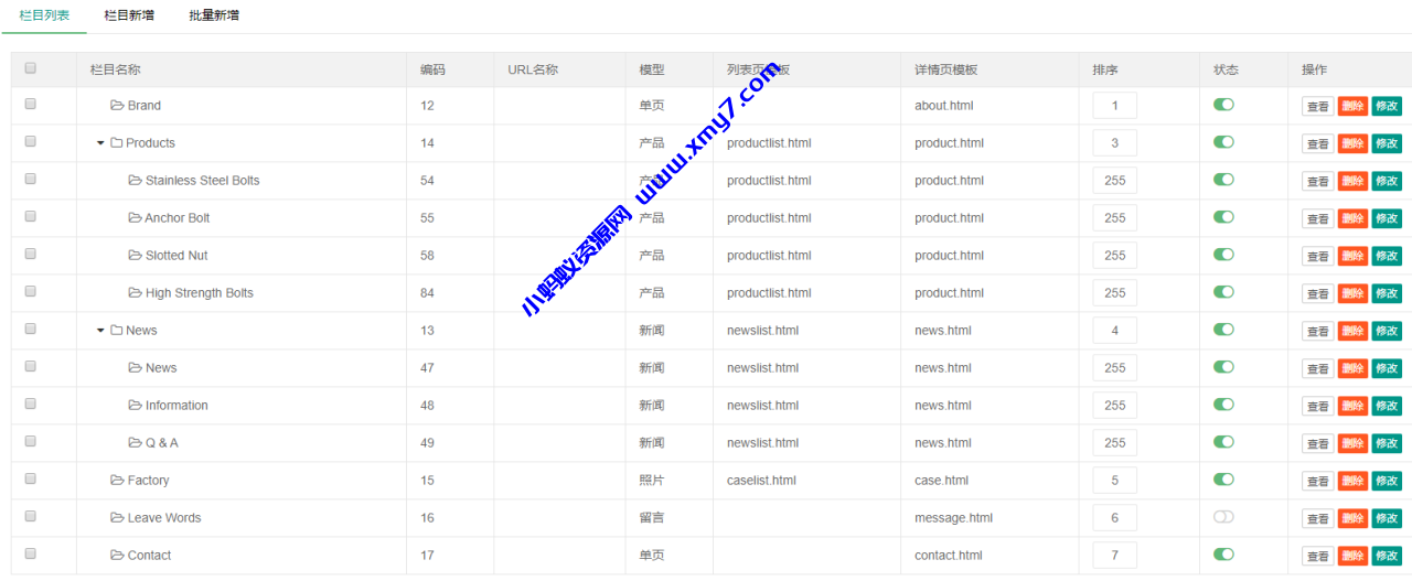 PbootCMS后台设置二级菜单默认展开（后台栏目所有展开） - 图片1