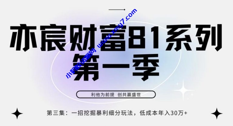 亦宸财富81系列第1季第3集：一招挖掘细分暴利玩法，低成本年入30w - 图片1