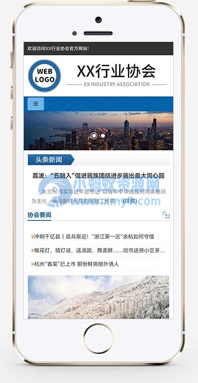 (自适应手机端)行业协会工会类网站源码 政府机构机关单位网站pbootcms模板 - 图片1