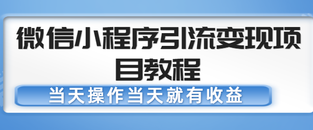 微信小程序引流变现项目教程 当天操作当天就有收益，变现不再是难事 - 图片1