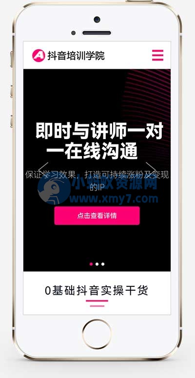 (自适应手机端)响应式自媒体短视频拍摄技巧网站源码 抖音网红培训机构pbootcms网站模板 - 图片1