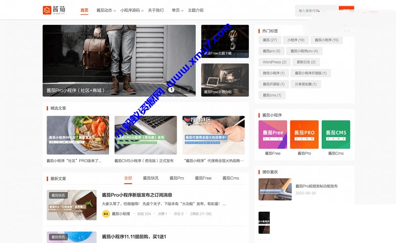 WordPress主题 酱茄Free v1.0.0开源版自媒体资讯博客主题模板 - 图片1